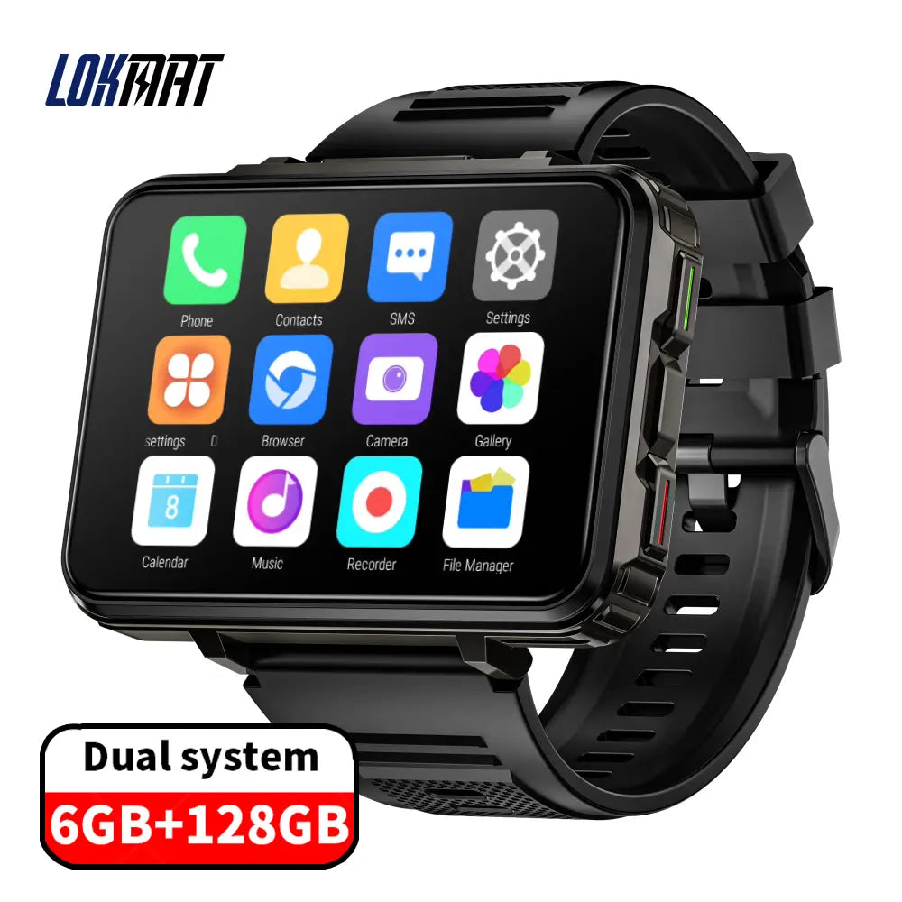 4G Smartwatch with 2.64-Inch Display, SIM Card Support, Wi-Fi, GPS, Dual Cameras, Dual Operating Systems, and 128GB App Storage
