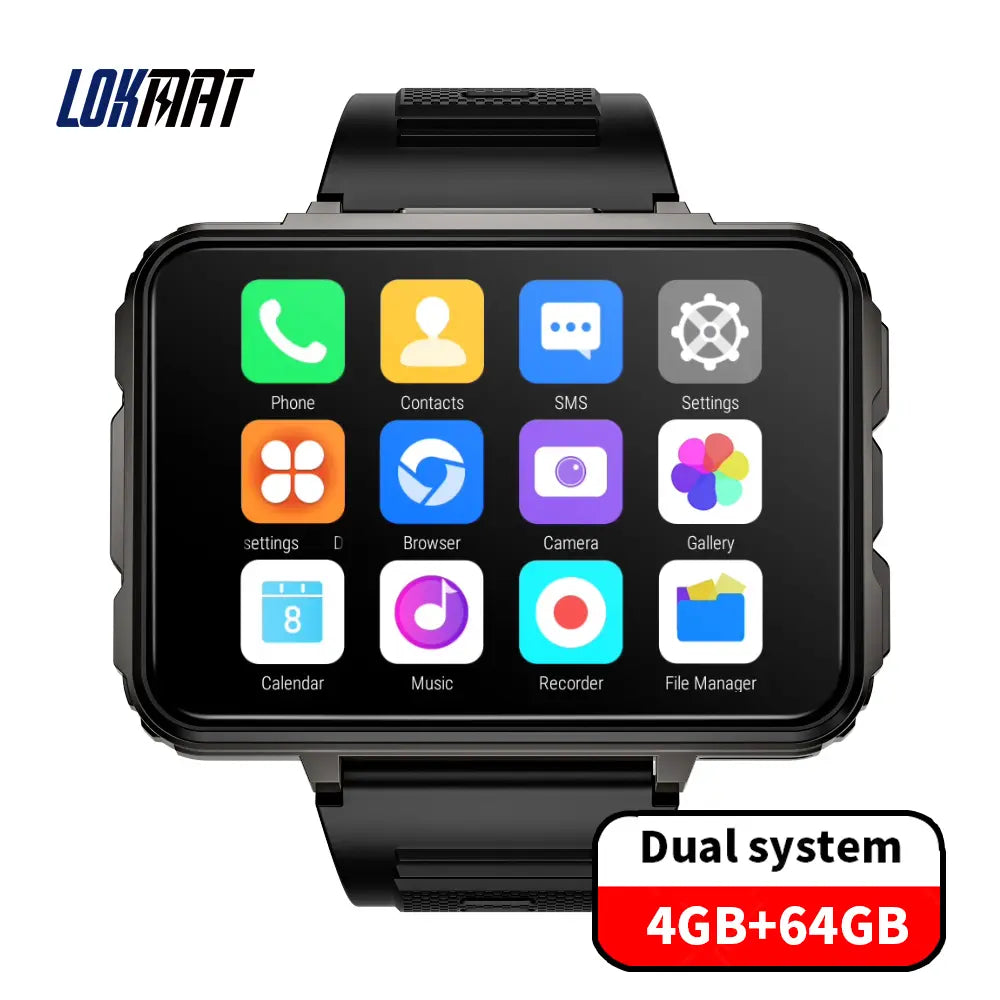 4G Smartwatch with 2.64-Inch Display, SIM Card Support, Wi-Fi, GPS, Dual Cameras, Dual Operating Systems, and 128GB App Storage