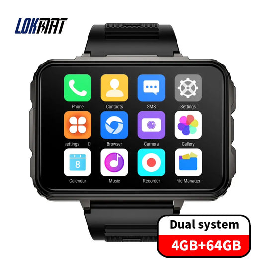 4G Smartwatch with 2.64-Inch Display, SIM Card Support, Wi-Fi, GPS, Dual Cameras, Dual Operating Systems, and 128GB App Storage