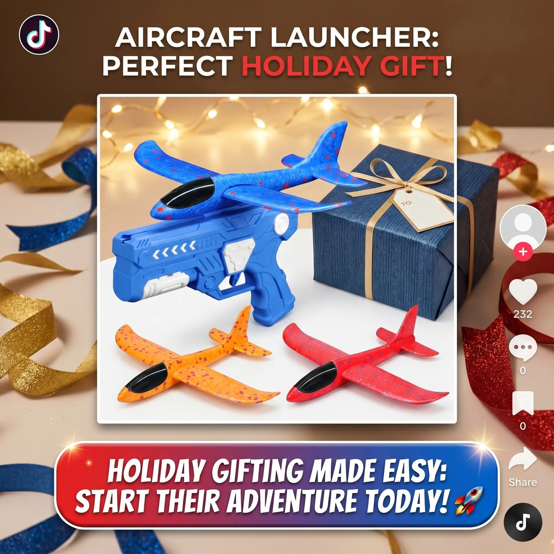 Kids' Foam Glider Catapult Airplane Launcher Toy Gun, Outdoor Summer Play Flying Toy