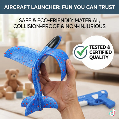 Kids' Foam Glider Catapult Airplane Launcher Toy Gun, Outdoor Summer Play Flying Toy