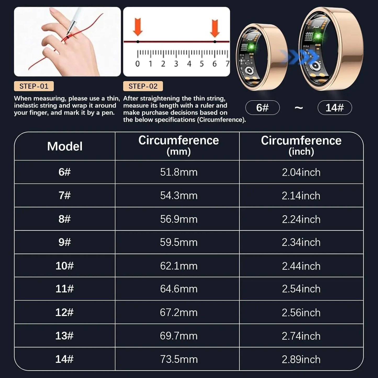 Smart Ring : a Waterproof Wearable Fitness Tracker and Health Monitor Featuring Heart Rate and Body Temperature Monitoring, Sleep Tracking, Stress Monitoring, and Cycling Reminders | Automatic Activity Tracking Summerwins