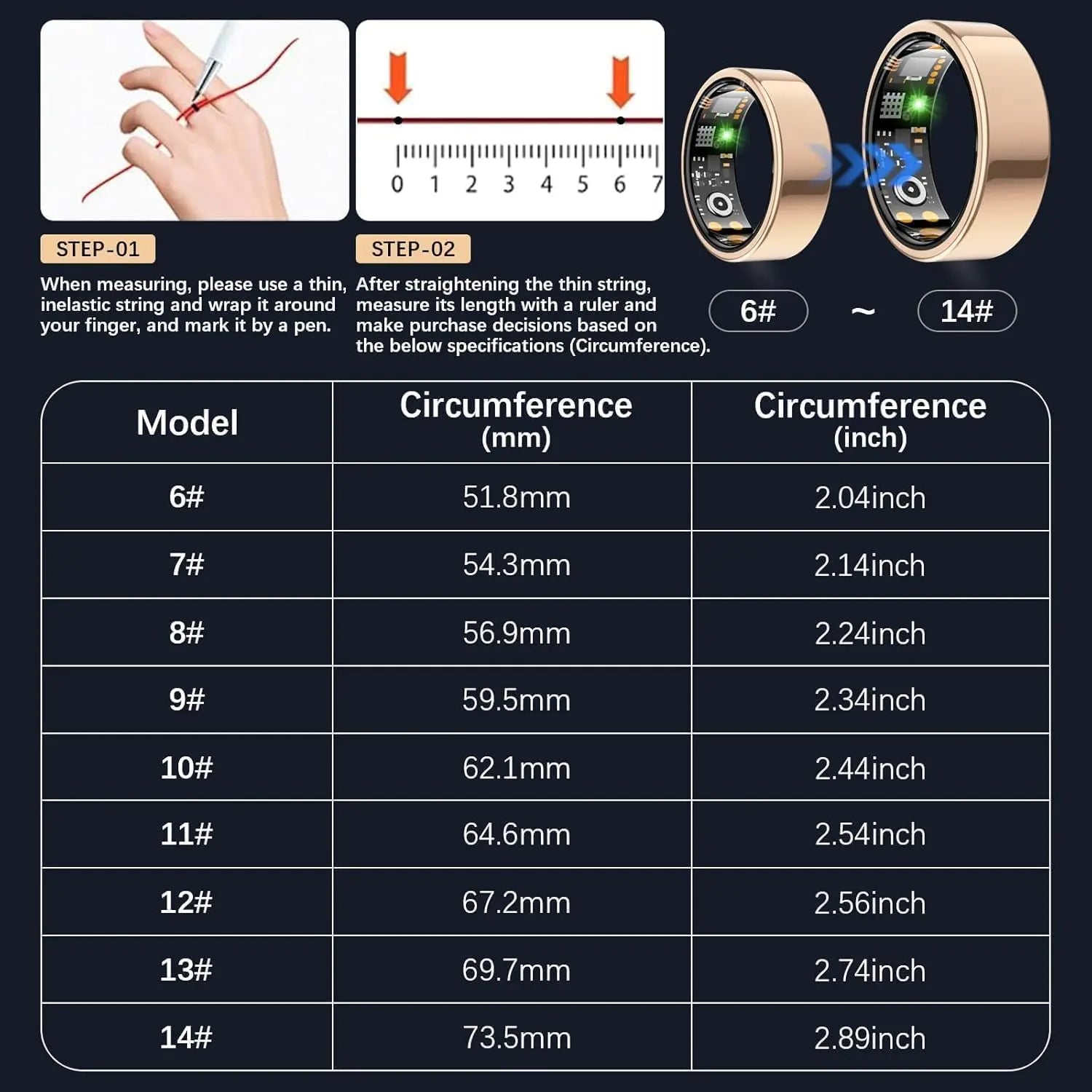 Smart Ring : a Waterproof Wearable Fitness Tracker and Health Monitor Featuring Heart Rate and Body Temperature Monitoring, Sleep Tracking, Stress Monitoring, and Cycling Reminders | Automatic Activity Tracking Summerwins
