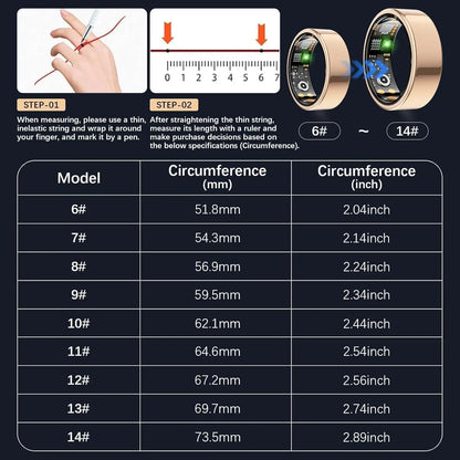 Smart Ring : a Waterproof Wearable Fitness Tracker and Health Monitor Featuring Heart Rate and Body Temperature Monitoring, Sleep Tracking, Stress Monitoring, and Cycling Reminders | Automatic Activity Tracking Summerwins