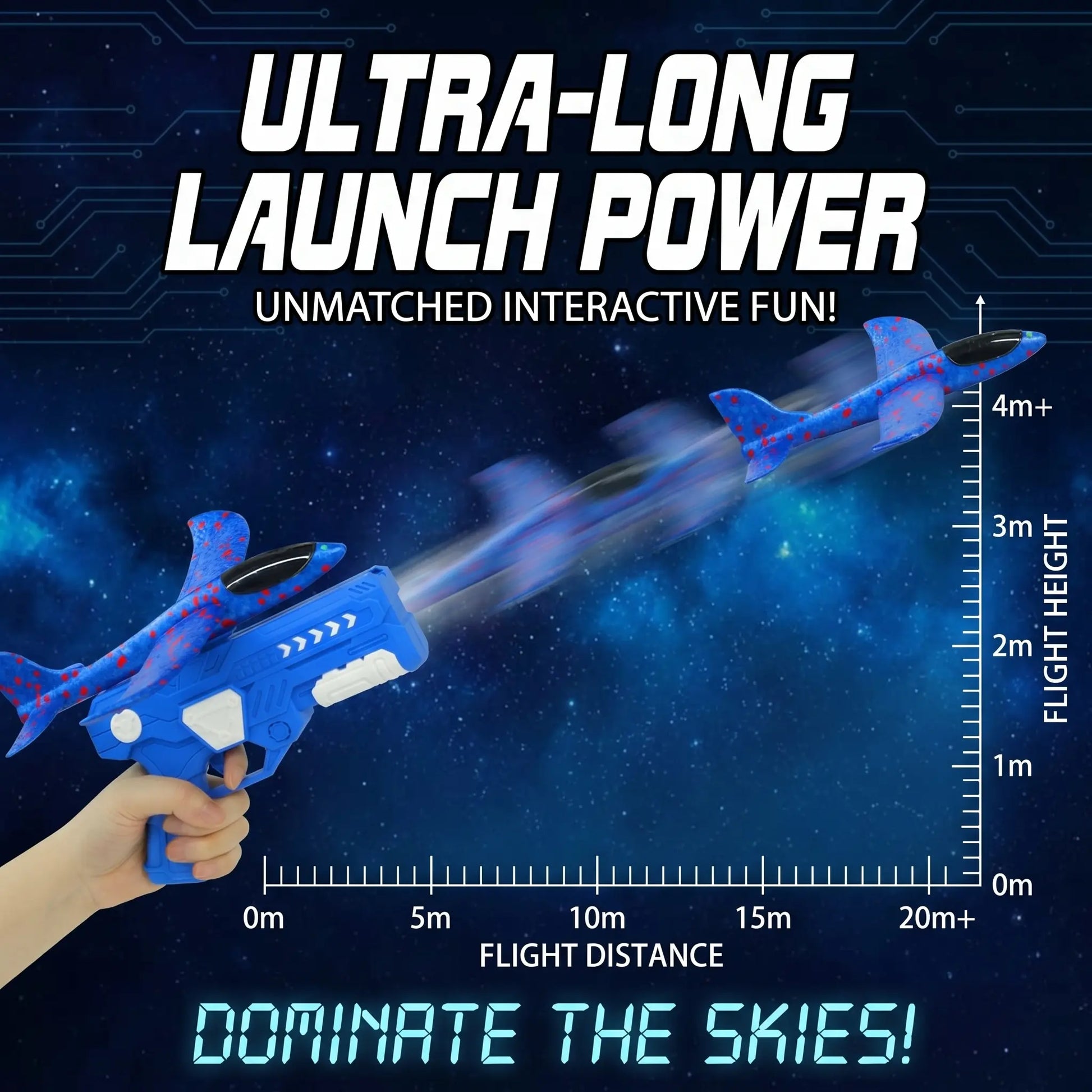 Kids' Foam Glider Catapult Airplane Launcher Toy Gun, Outdoor Summer Play Flying Toy