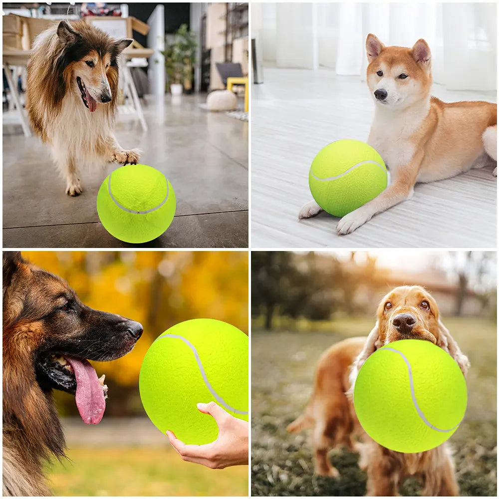 9.5In Oversize Giant Tennis Ball Dog Toy, Green Felt & Rubber Material, Perfect for Outdoor Sports & Autographing, Pet Supplies for Dogs