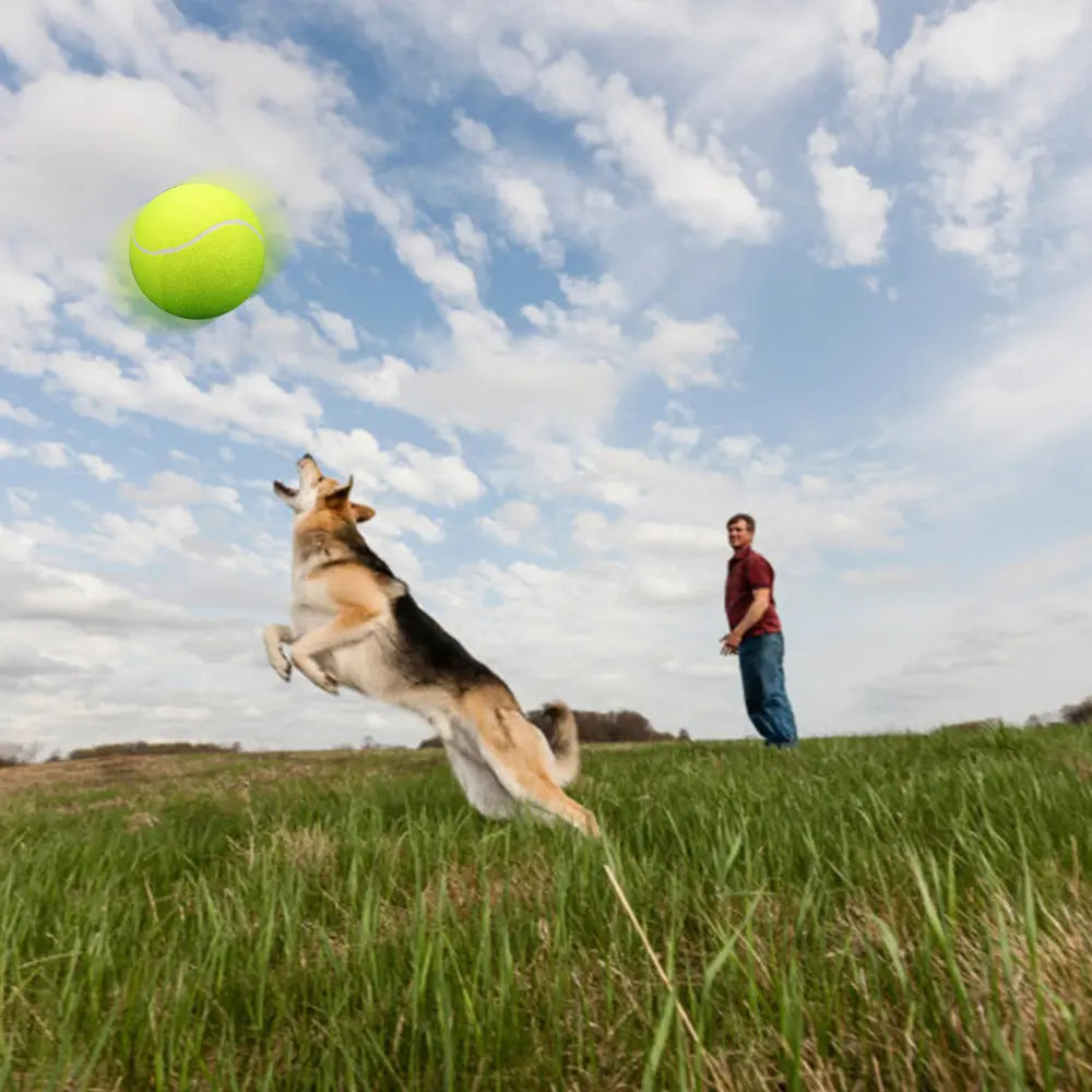 9.5In Oversize Giant Tennis Ball Dog Toy, Green Felt & Rubber Material, Perfect for Outdoor Sports & Autographing, Pet Supplies for Dogs