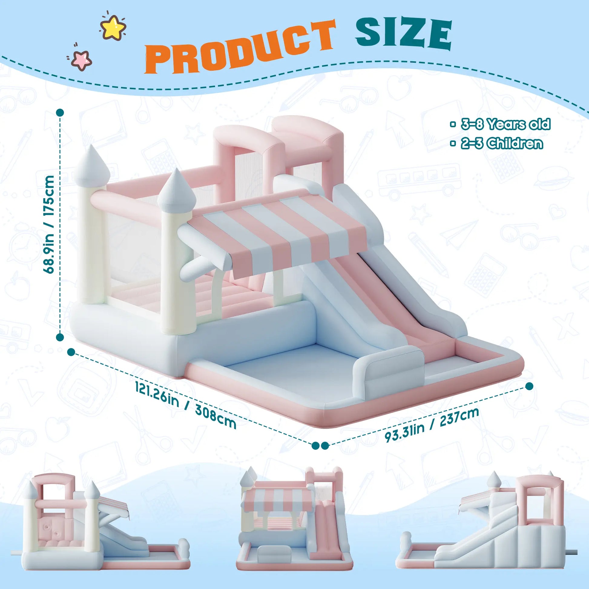 ALBOTT Inflatable Bounce House with Water Slide Bundle - Indoor/Outdoor Jumper for Kids Ages 3-12, Includes Air Blower, Climbing Wall, Splash Pool, and Water Gun, Ideal Mother's Day Gift