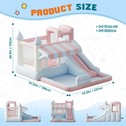 ALBOTT Inflatable Bounce House with Water Slide Bundle - Indoor/Outdoor Jumper for Kids Ages 3-12, Includes Air Blower, Climbing Wall, Splash Pool, and Water Gun, Ideal Mother's Day Gift