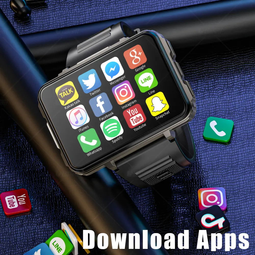 4G Smartwatch with 2.64-Inch Display, SIM Card Support, Wi-Fi, GPS, Dual Cameras, Dual Operating Systems, and 128GB App Storage