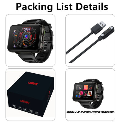 4G Smartwatch with 2.64-Inch Display, SIM Card Support, Wi-Fi, GPS, Dual Cameras, Dual Operating Systems, and 128GB App Storage