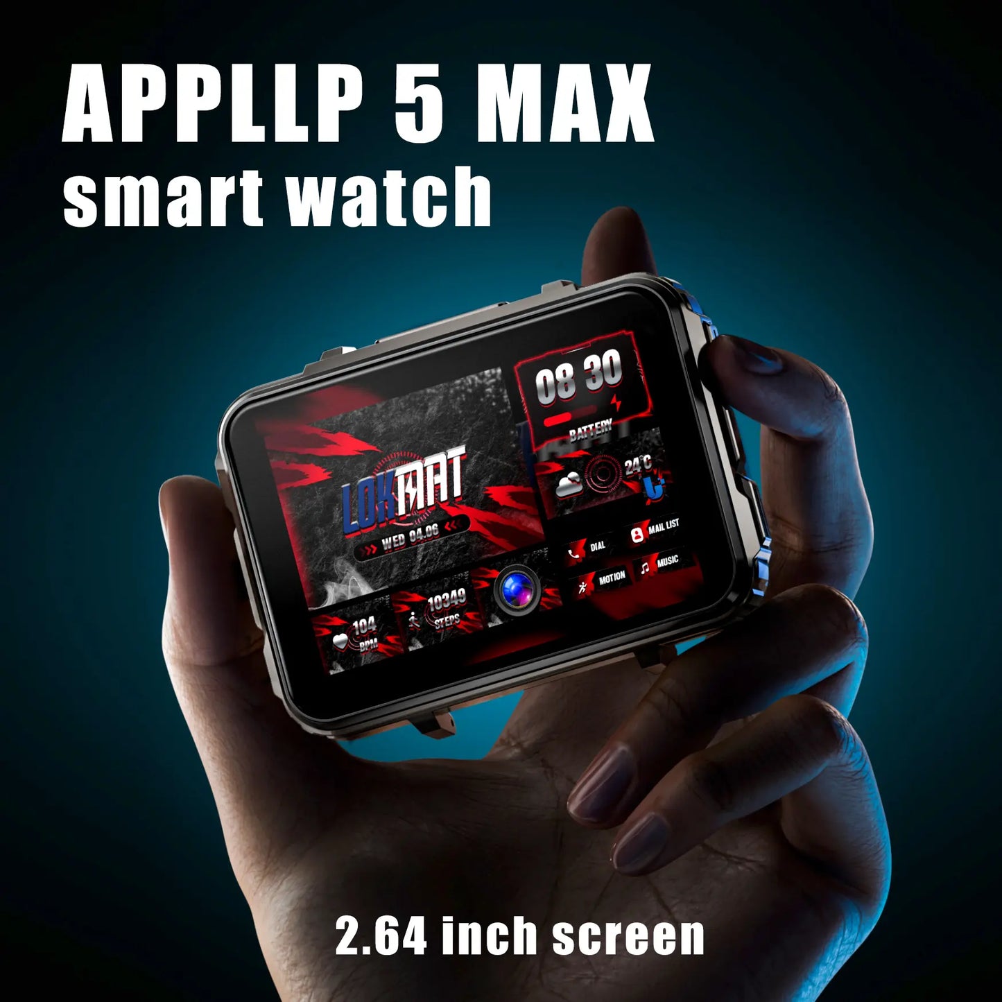 4G Smartwatch with 2.64-Inch Display, SIM Card Support, Wi-Fi, GPS, Dual Cameras, Dual Operating Systems, and 128GB App Storage