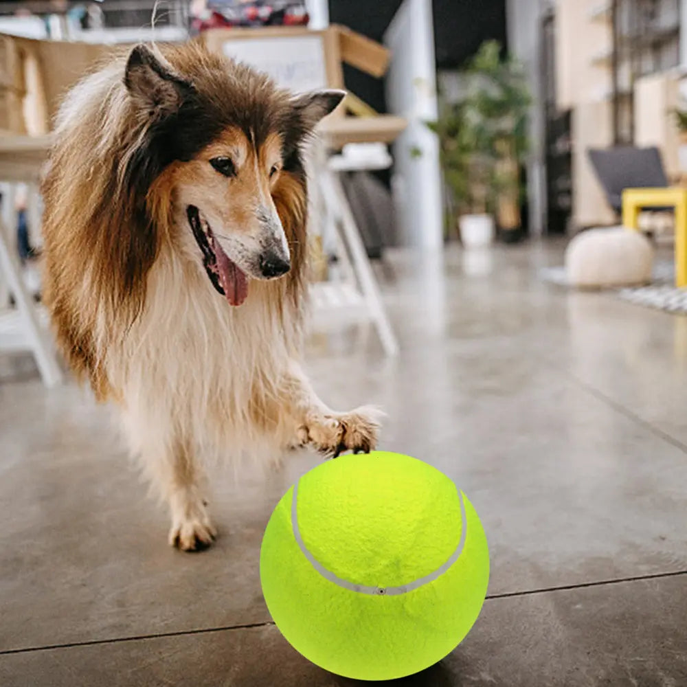 9.5In Oversize Giant Tennis Ball Dog Toy, Green Felt & Rubber Material, Perfect for Outdoor Sports & Autographing, Pet Supplies for Dogs