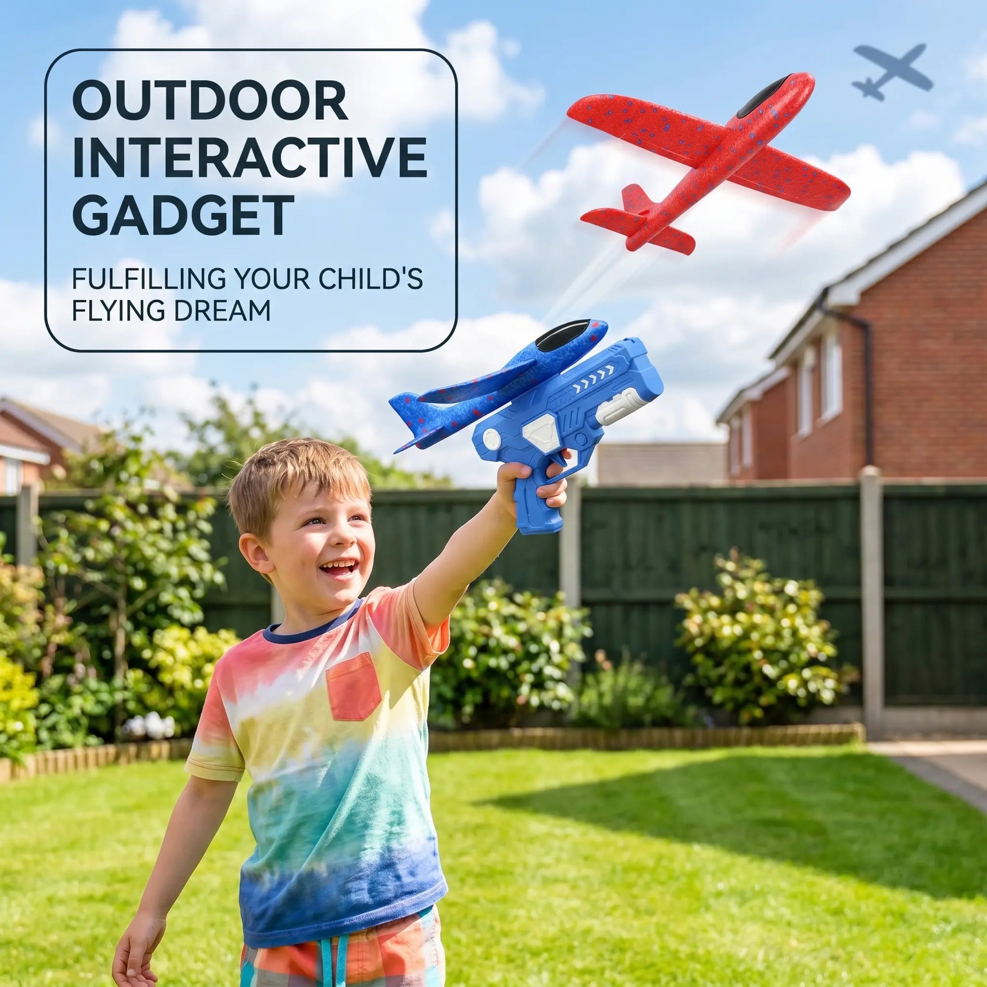 Kids' Foam Glider Catapult Airplane Launcher Toy Gun, Outdoor Summer Play Flying Toy