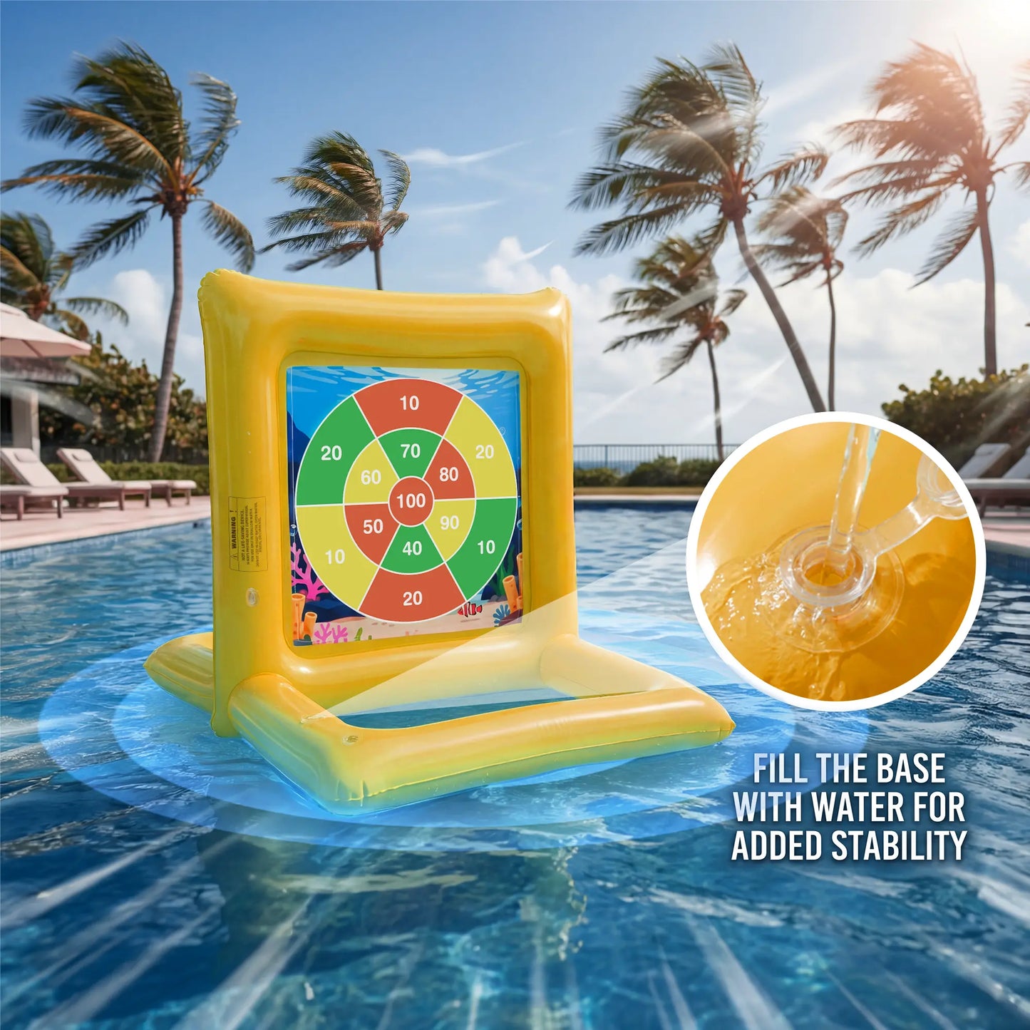 Summervibes Inflatable Pool Game Set – Target Toss & Basketball Game – Party Game, Family Fun & Outdoor Gathering Activity | Fun for Kids, Teens & Adults
