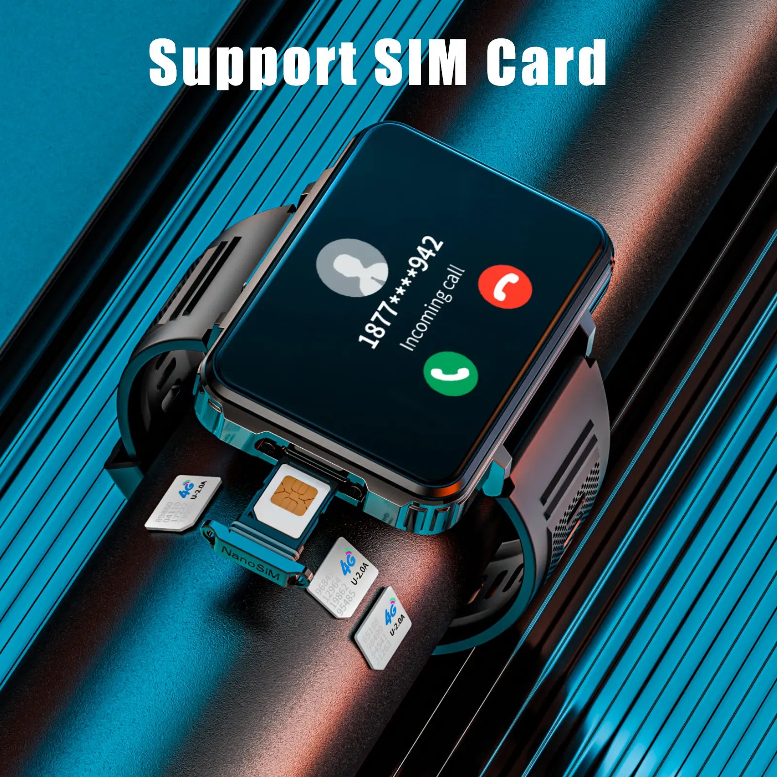 4G Smartwatch with 2.64-Inch Display, SIM Card Support, Wi-Fi, GPS, Dual Cameras, Dual Operating Systems, and 128GB App Storage