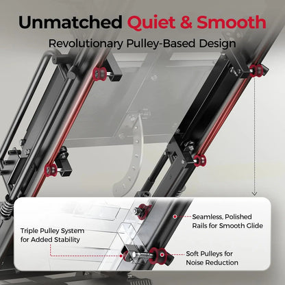 FED FITNESS 3‑In‑1 Leg Press Hack Squat Machine with Ultra-Quiet Pulley System – Adjustable Leg Press Machine for Home Gym with Stretch Board & Full Range of Motion